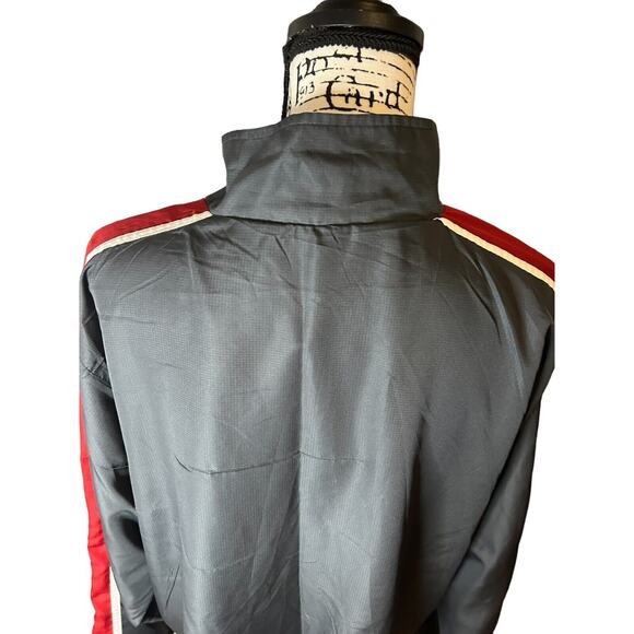 Starter Jacket Gray Full Zip Lightweight Red Stripe Mens - Picture 7 of 12